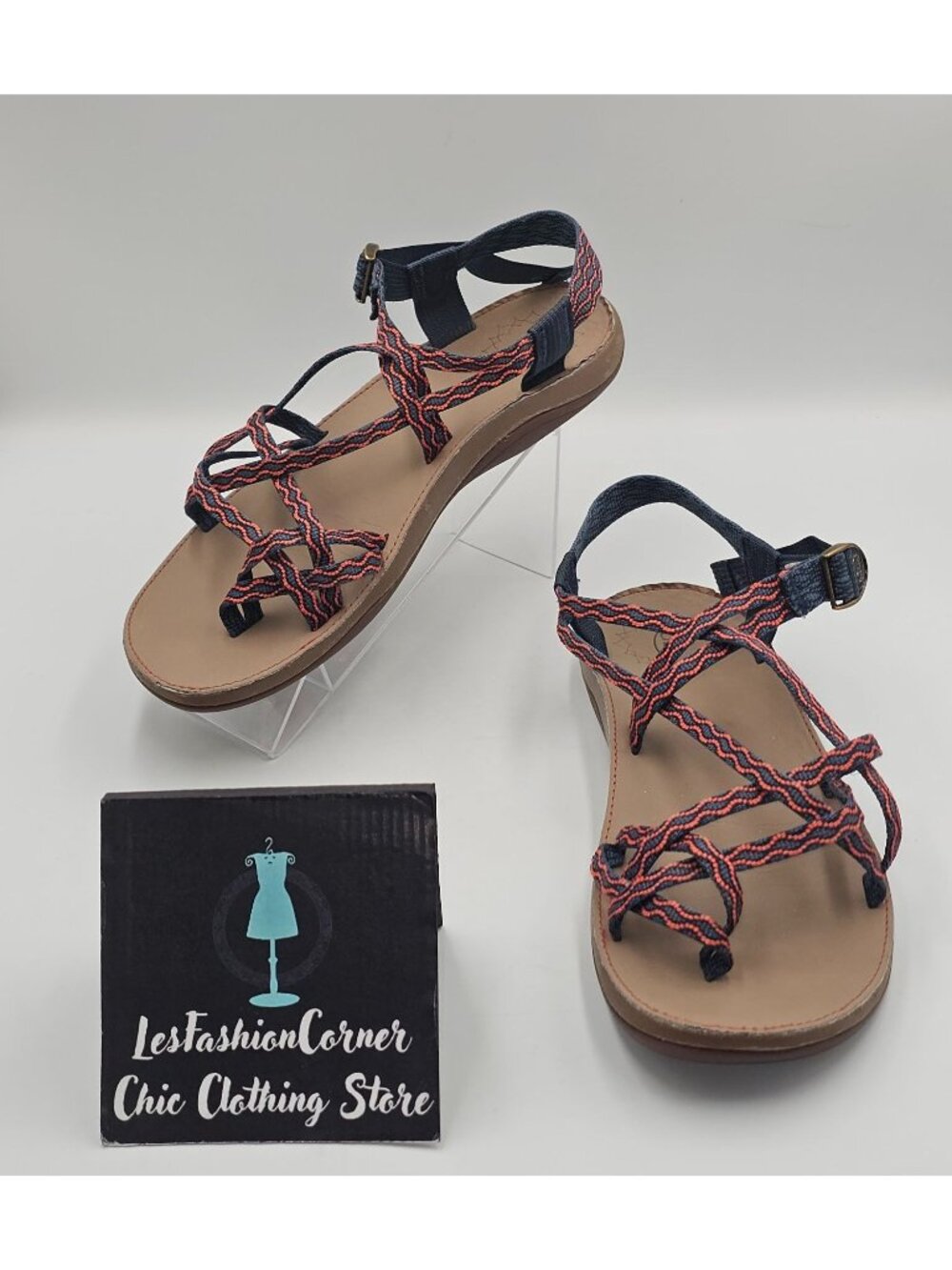 Chaco Women's Orange Blue Diana Lightweight Strappy Sandals Size 11 3726
